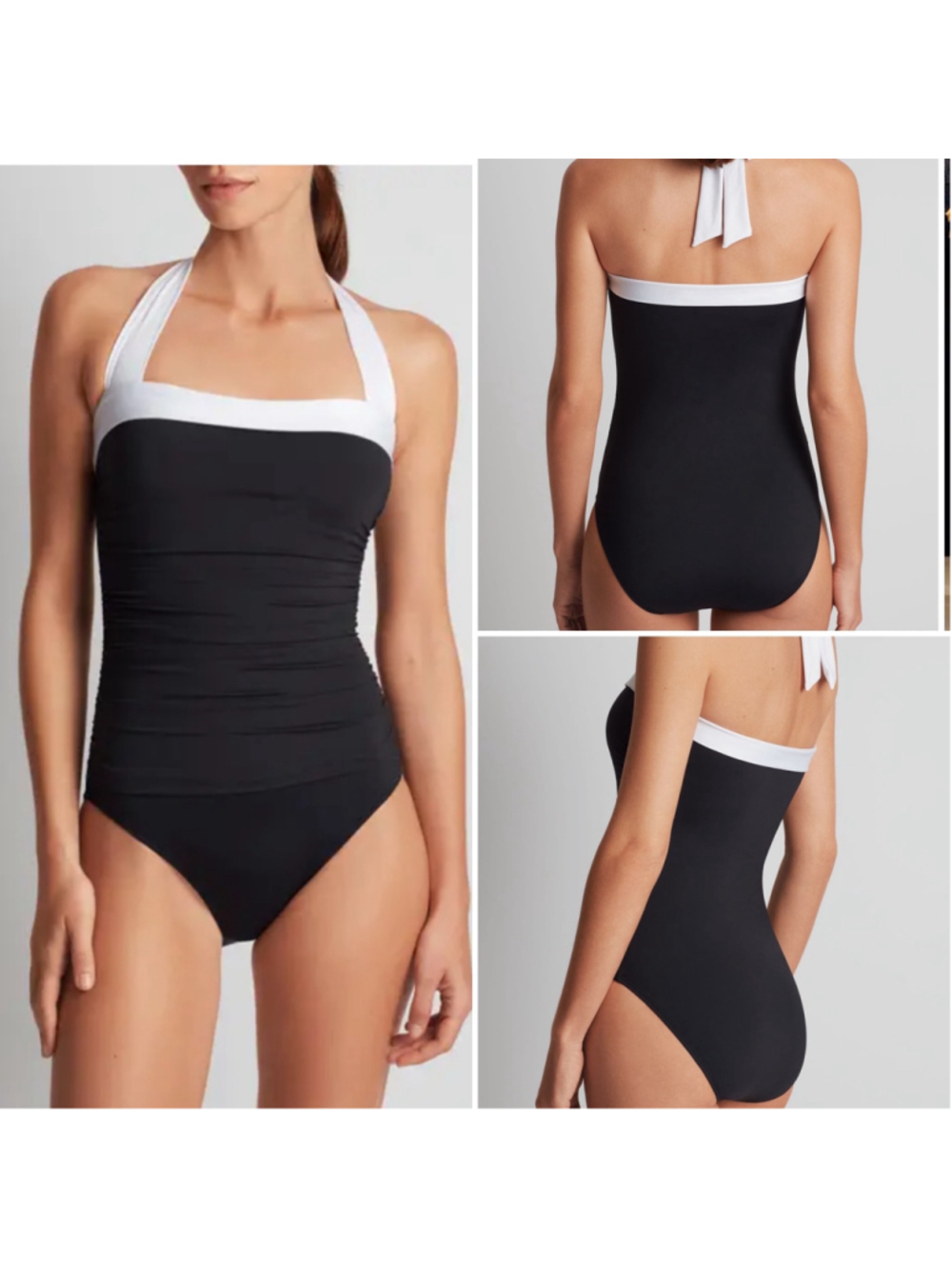 Lauren Ralph Lauren Bel Air One-Piece Swimsuit Black White Colorblock Size 6